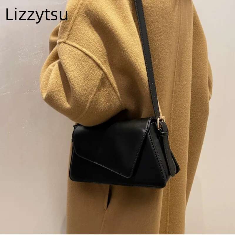 Lizzytsu Designer Vintage Solid Shoulder Bag Women Korean Casual PU Square Fashion Elegant Haruku Crossbody Bags