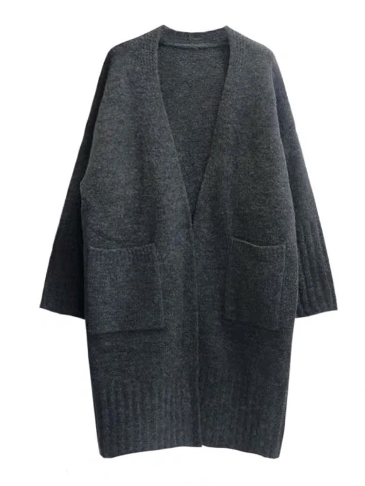 Autumn Winter Knitted Cardigan Women Sweater Jacket Elegant Vintage Loose Long Outerwear Maxi Y2k Sweater Coat Soft Jacket 250106