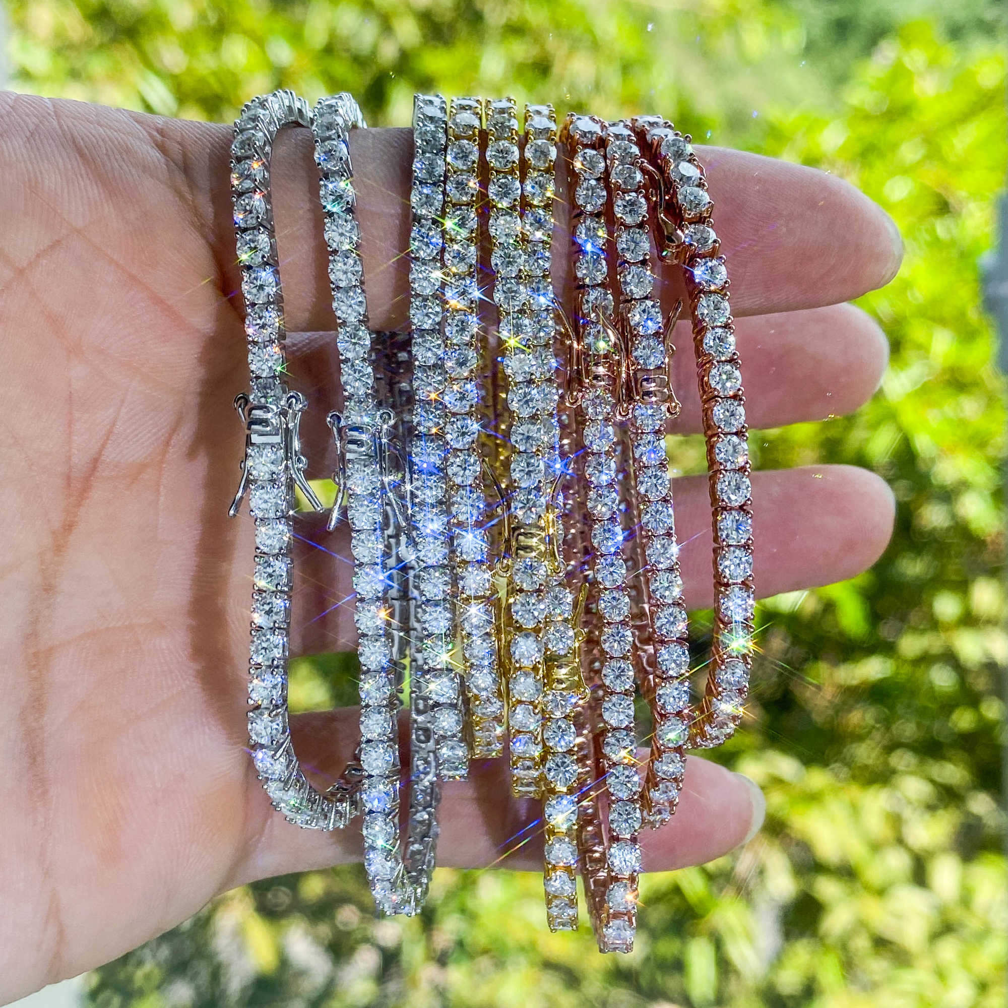 2025 Designer necklace moissanite tennis chain bracelet in 14K18K plated 3mm-6mm silver sterling diamond tennis chain for men women