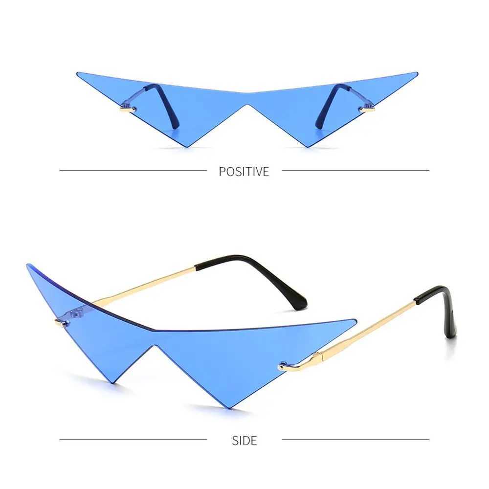 New Womens Cool Triangle Sunglasses Fashion Punk Super Large One piece Borderless Sunglasses Retro UV400 Transparent Ocean Lens Glasses W250109