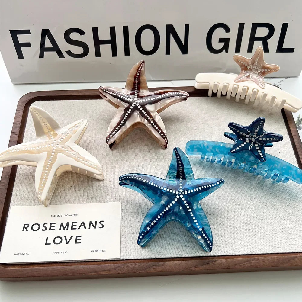 DuoShang Summer Ocean Series Starfish Hair Claw Acetate Claw Clips Spliced Starfish Crab Hair Clips for Women Hair Accessories 250103