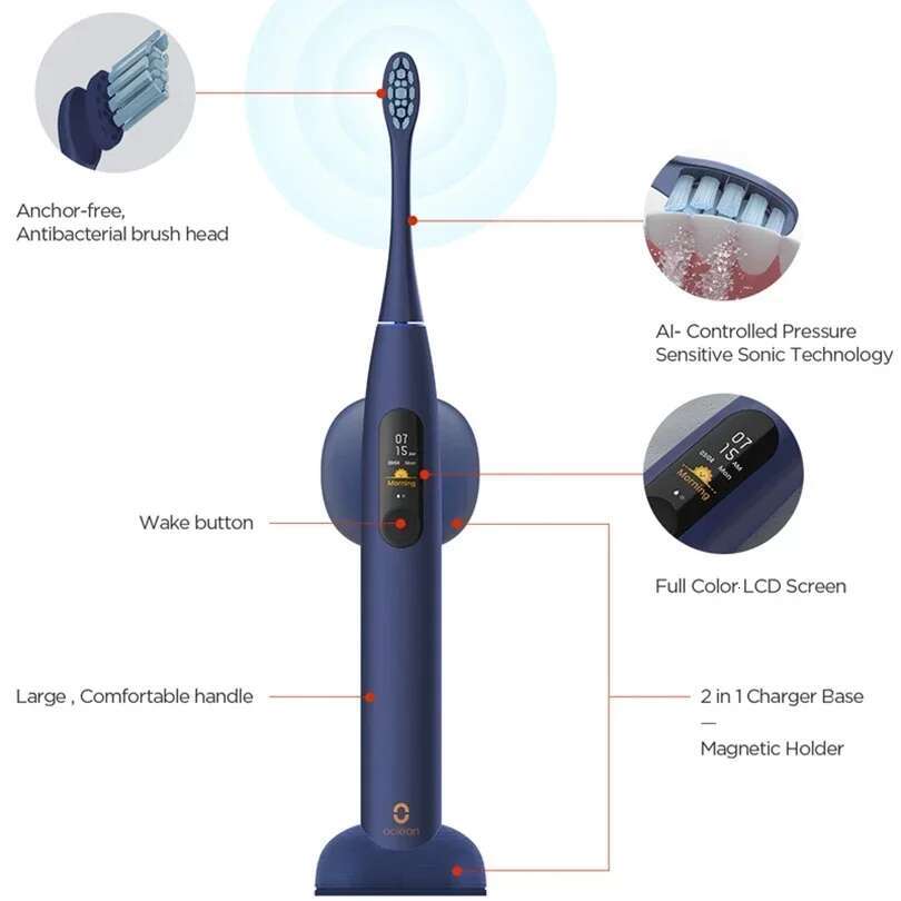 Oclean X Pro Sonic Electric Toothbrush Whitening Teeth Vibrator Wireless Charge 40 Days Works Smart APP Ultrasonic Check QH2