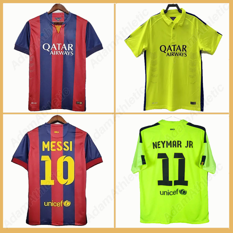 NEYMAR JR retro jerseys 14 15 A.INIESTA XAVI vintage jersey SUAREZ FABREGAS football shirt long sleeves kids kit