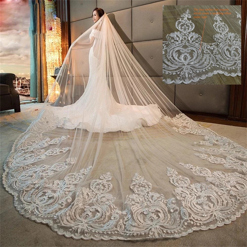 4m One Layer wedding Veil Cathedral Veil Tulle Bridal Veil With Comb Ivory White Veil Wedding Accessories Customized veil250108