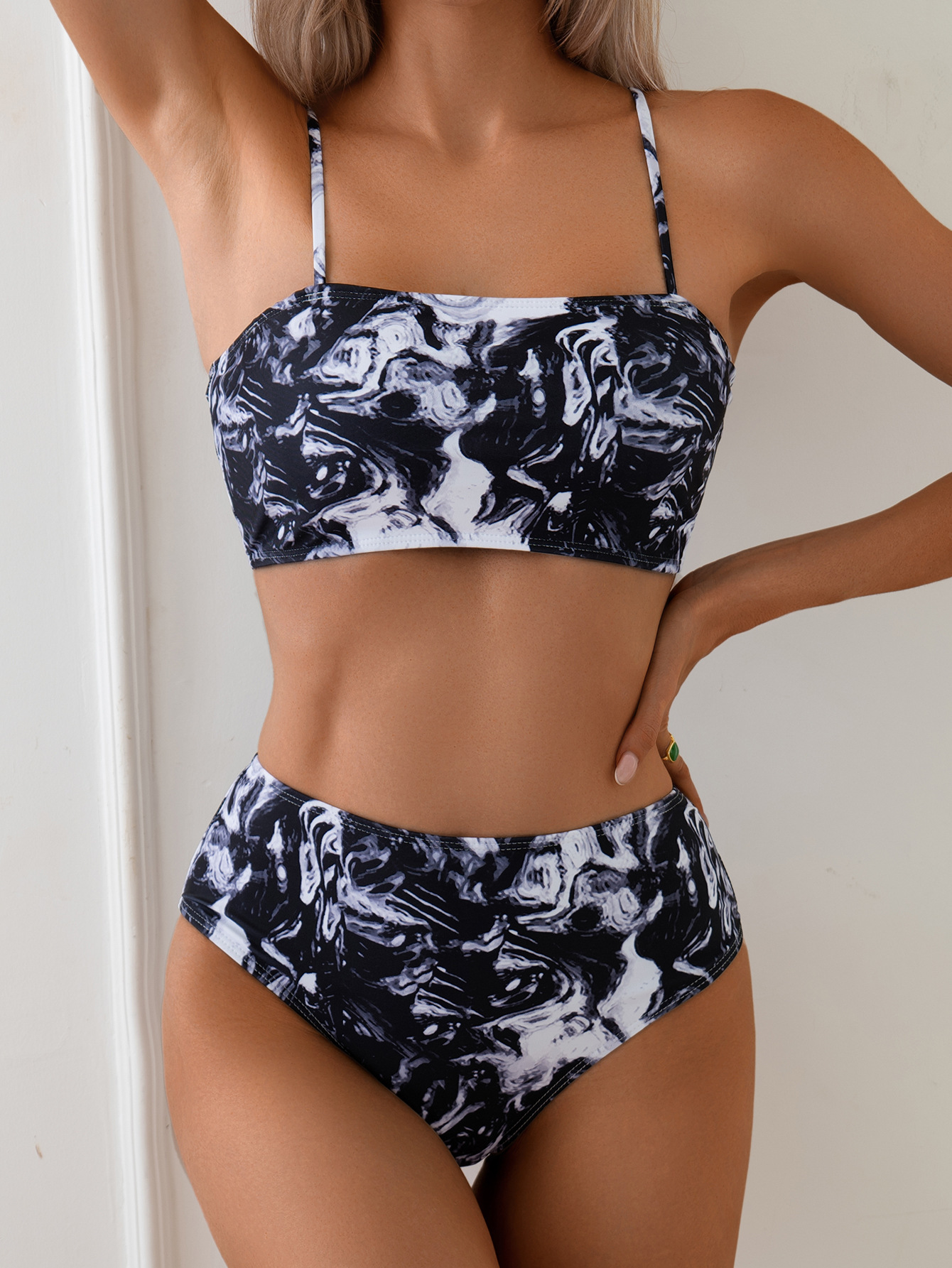 2025 New Three Piece Printed Sexy Mesh Wrap Skirt Beach Bikini Designer Trendy Beach Swimsuit