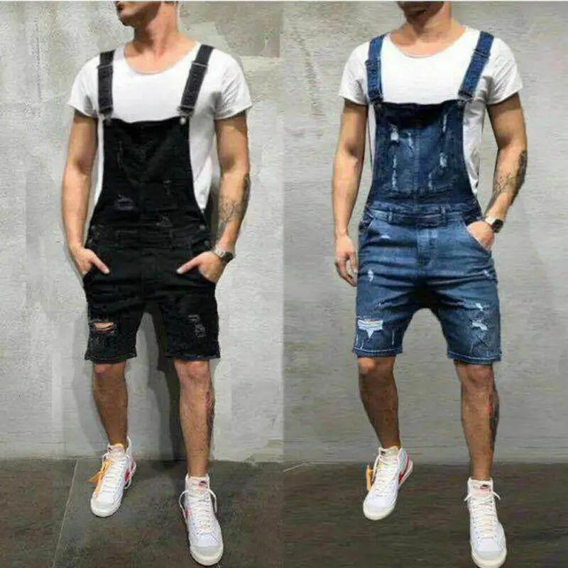 Mens Casual Denim Jeans Overalls Jumpsuit Dungarees Cargo Work Shorts Playsuit 250107
