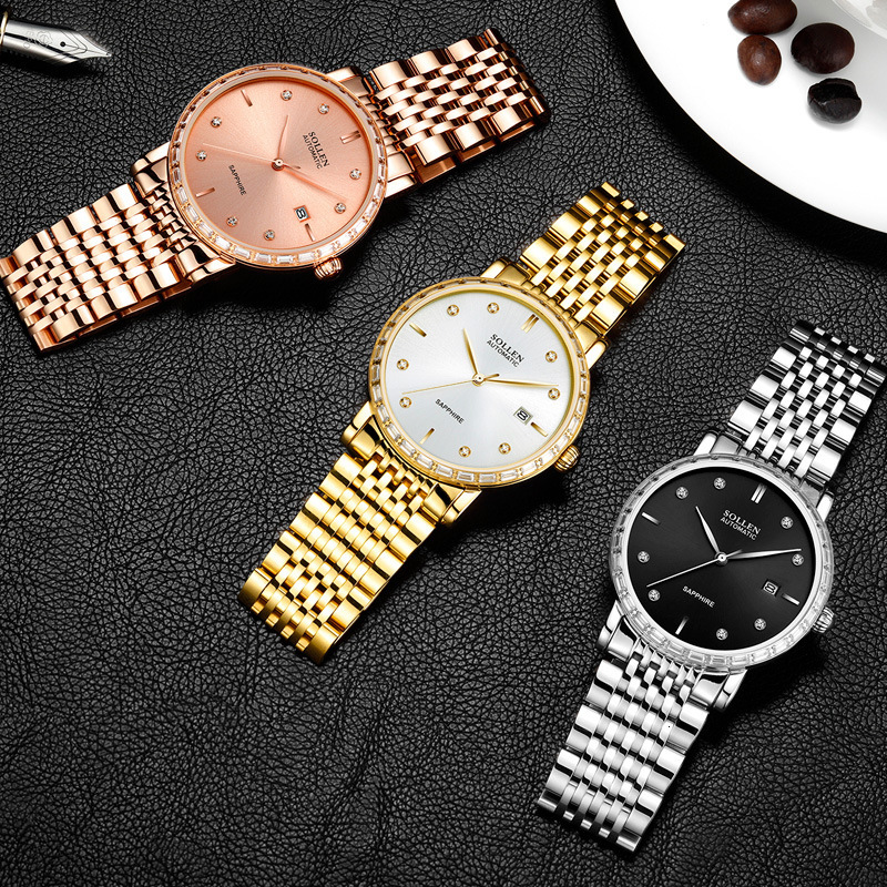 Men's Fashionable Automatic Mechanical Watch with Stainless Steel Band and Date