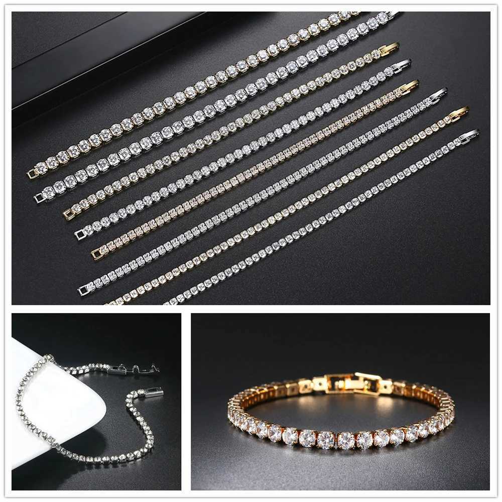 Womens Tennis Bracelet Hip Hop Tren AAA+ Cubic Zirconia Silver Color Teen Girl Crystal Chain on The Hand Wedding Jewelry H086XJ250109