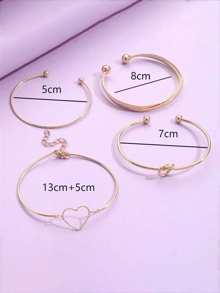4Pcs/Set Tren Geometry Charm Open Bracelets for Women Fashion Alloy Heart Knot Cuff Bangle Bracelet Jewelry Gift PulseiraXJ250109
