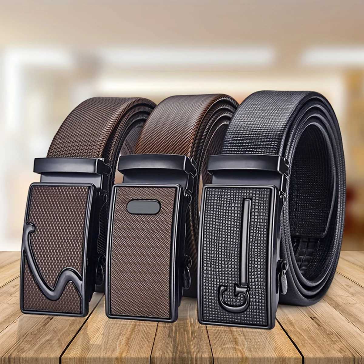 Mens belt with automatic buckle Korean version trendy and casual business belt for middle-aged and young people W250109