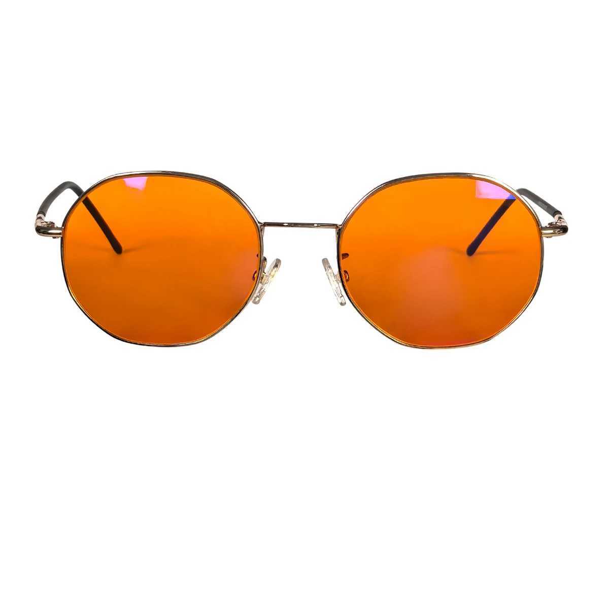 SHINU Blue Light Glasses Red Lens Best Sleep Glasses with Red Lens Metal Frame Red Blue Light Glasses Orange Glasses W250109