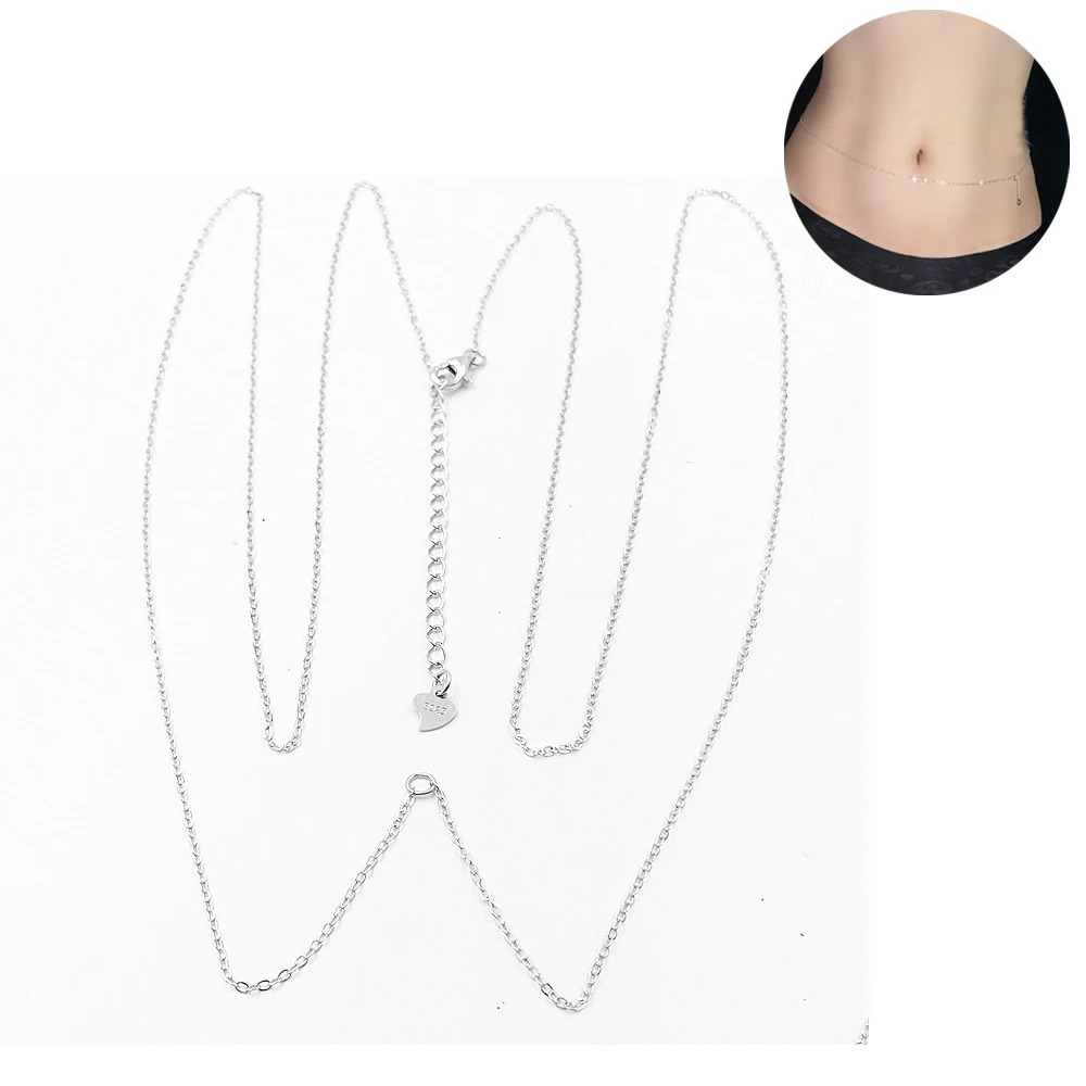 925 sterling silver Body Jewelry Sexy Chest Chain Belly Chains for Women Waist Chains Female Body Girl 250107
