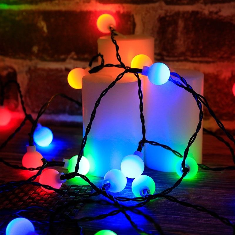 LED solar frosted small white ball light string outdoor waterproof camping atmosphere light tent decoration battery box light strip