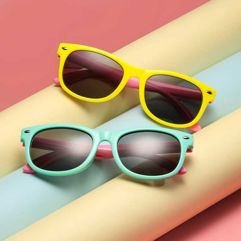 RUSIMO Childrens Polarized Sunglasses TR90 Boys and Girls Sunglasses Silicone Safety Glasses Childrens UV400 Glasses W250109