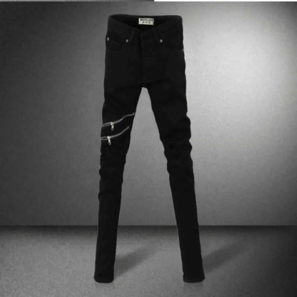 High Quality Casual zipper designer mens jeans spring/summer Korean new trend black ultra-thin elastic pencil Trouser mens T250109