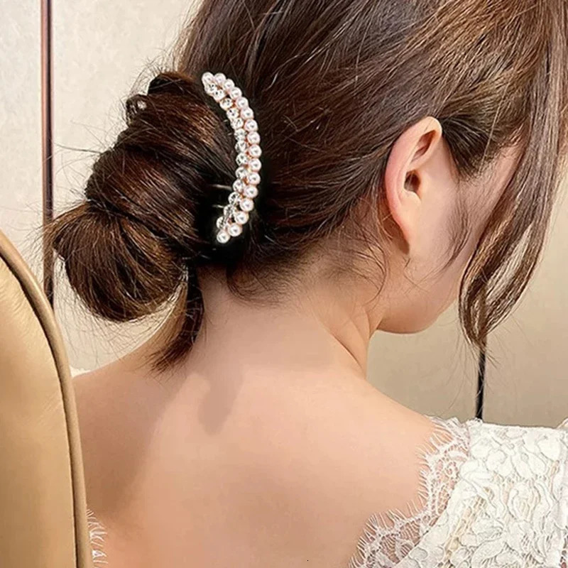 Elegant Zircon Hair Comb Pearl Crystal Hairpin Clips Wedding Bridal Hairclaw Jewelry Accessories Gifts 241228