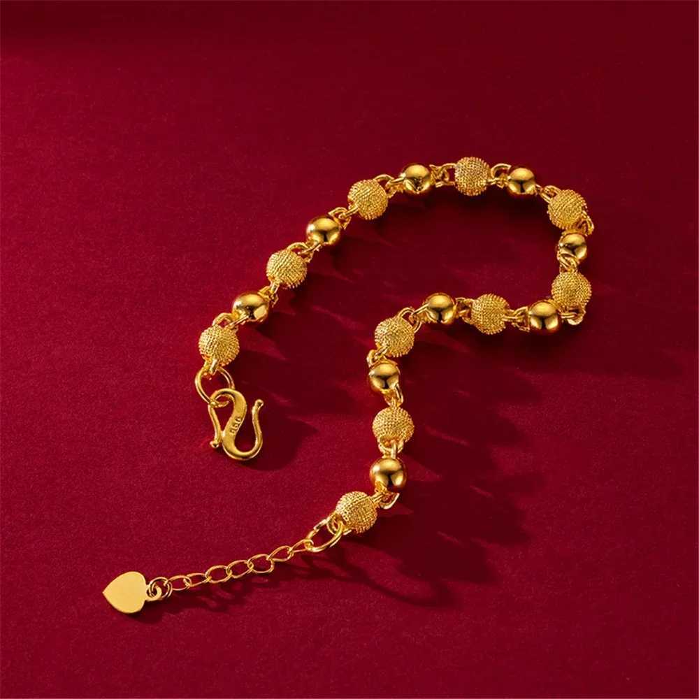 Fashion Luxury Golden Charm Bracelets for Women 6mm Smooth Beaded Chain Bracelet Wedding Jewelry Party Gift Pulseira FemmeXJ250109