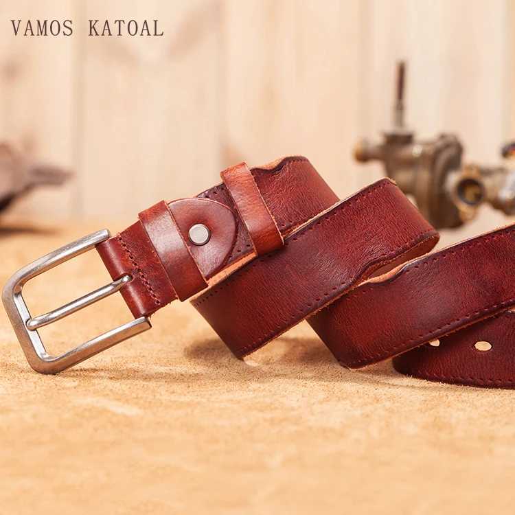 VAMOS KATOAL High quality handmade knocking genuine leather belt luxury designer belts male Strap Jeans for man cowboy belt men W250109