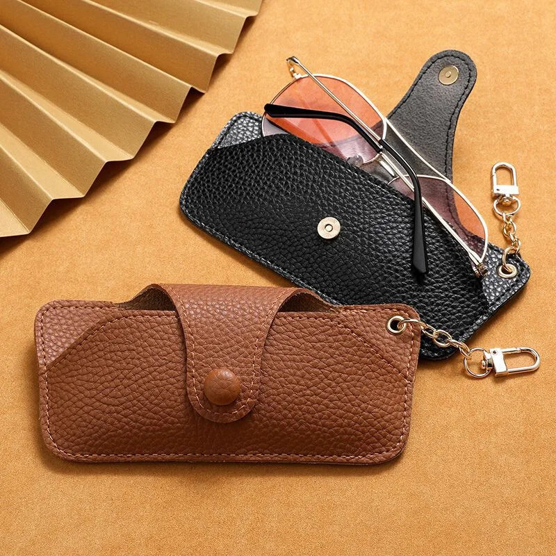 Portable Retro Handmade PU Leather Glasses Bag with Lanyard Hanging Sunglasses Case Simple Storage Box 250109