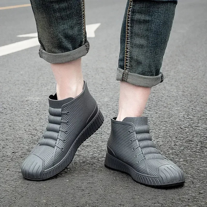 Short Ankle Low Cooking Fishing Rain Boots for Men Gum Chef Kitchen Pvc Waterproof Fashion Man Shoes Adult Outdoor Work Garden 250106