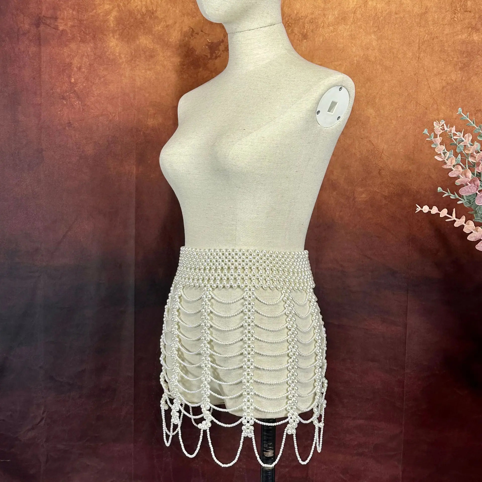 Elegant Statement Pearl Waist Chain Tassel Woven Bead Pearls Skirt Jewelry Women Sexy Belly Body Chains Fashion Clothing 250107