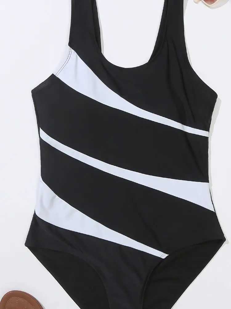 Vigoashely 2025 Sexy Stripe High Cut Swimwear For Women Push UP Straps One Piece Swimsuit ss Summer Beach Bathing SuitXJ240108