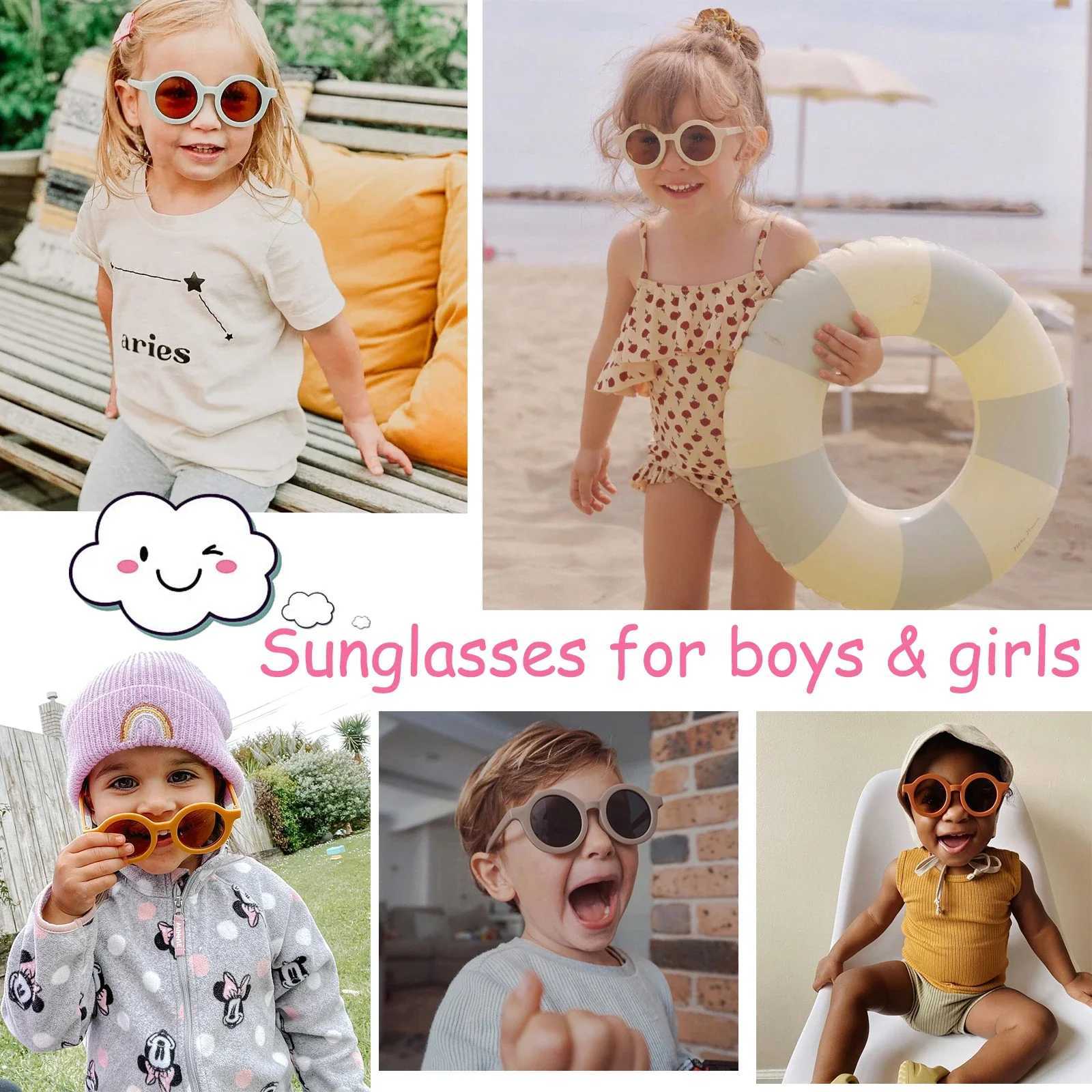 Korean Childrens Cute Round Sunglasses Baby Girls Boys Outdoor UV400 Protective Candy Colors De Sol Gafas W250109
