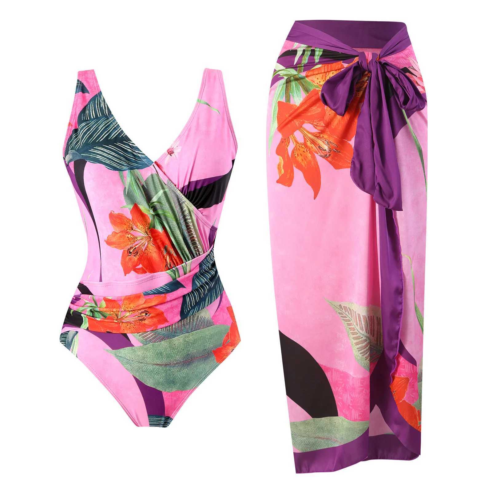 Women vintage sty one piece swimsuit for big breasts Monokini plus size tummy control bathing suit luxury swimwear with skirtXJ240108