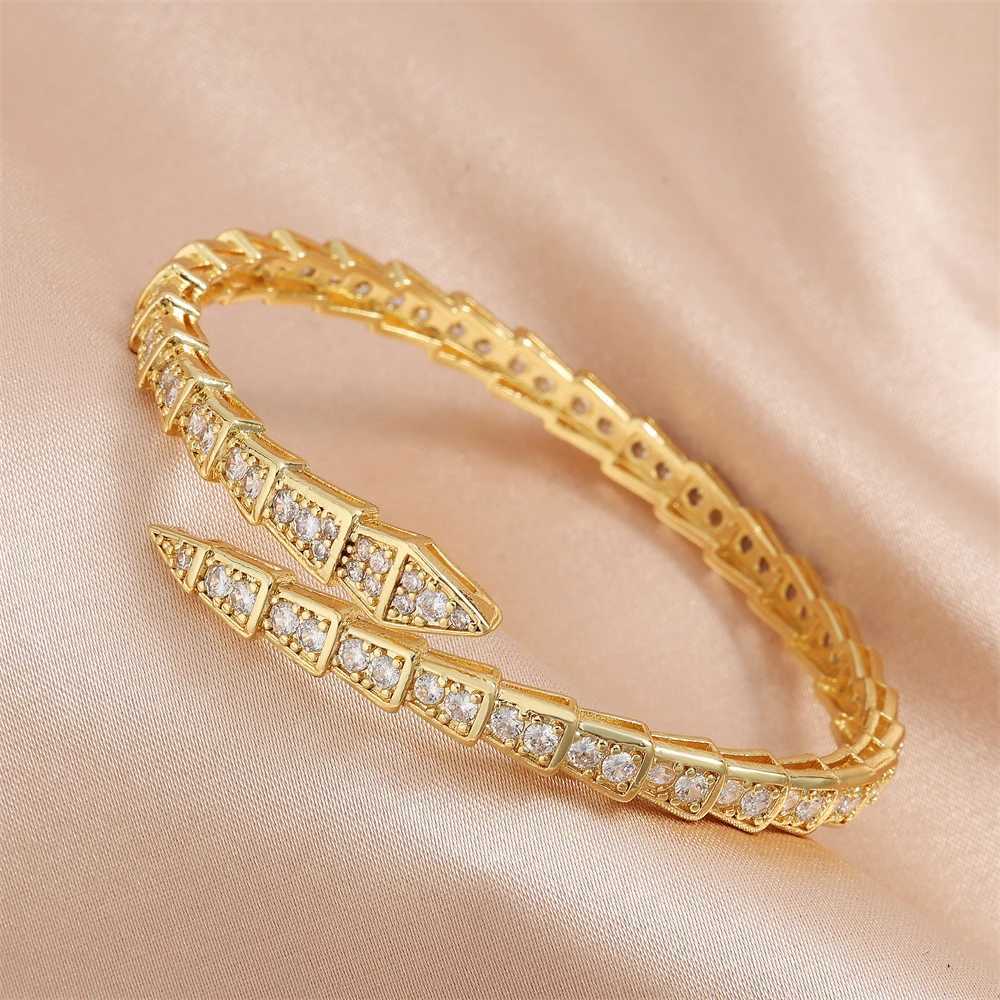 Yupsk Fashion Shiny Zircon Snake Bone Open Bracelet Bangles Exquisite Womens Wedding Party Accories GiftXJ250109