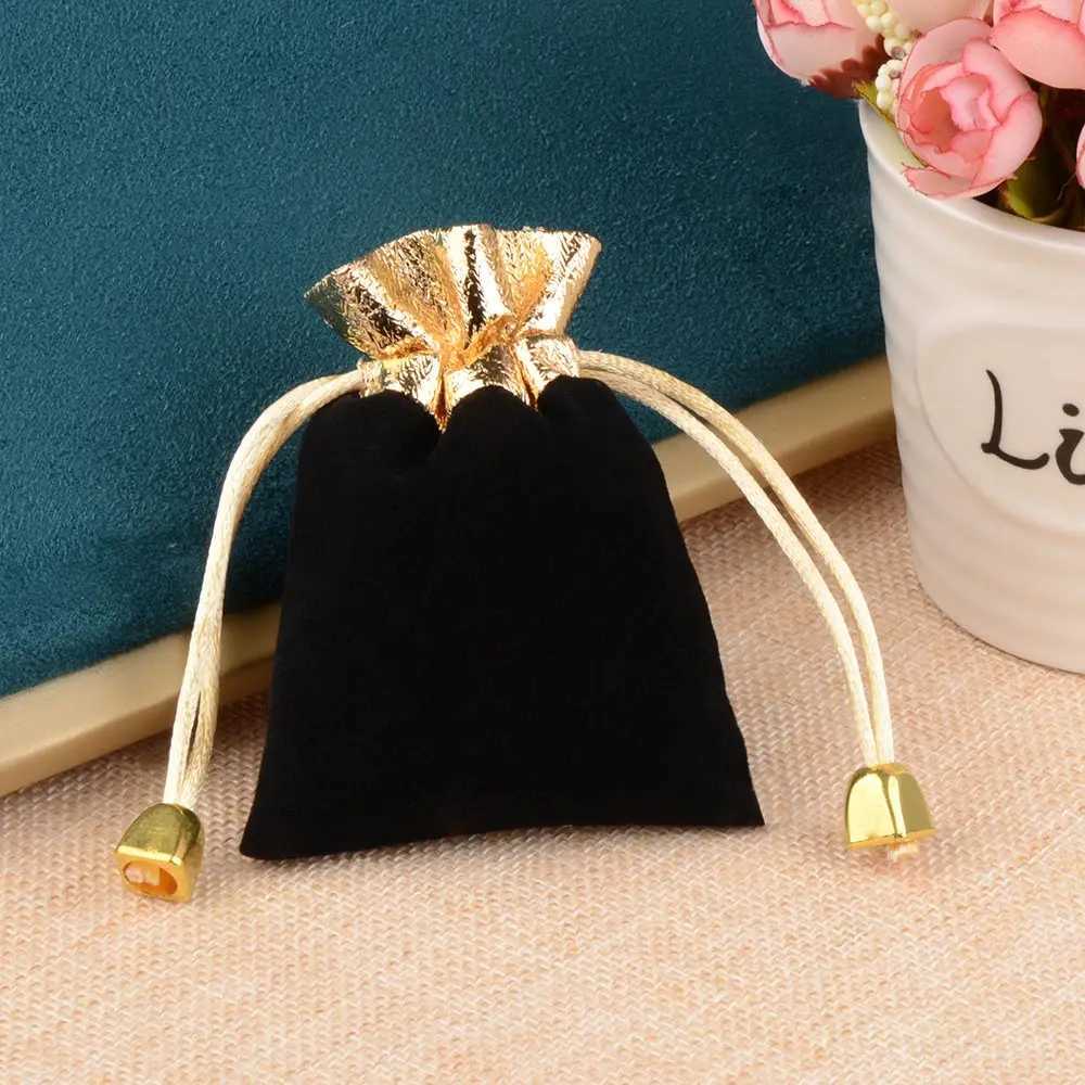 Multi size brushed velvet gift candy bag with vintage gold decoration used for weddings Christmas parties candy jewelry packaging W250109