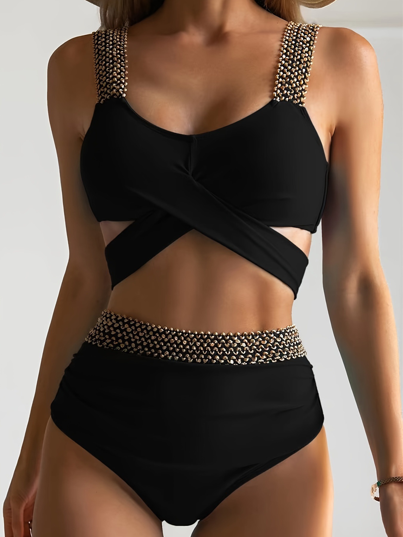 2025 Split Bikini 3-Piece Women's High Waist Swimsuit Designer Trendy Beach Swimsuit