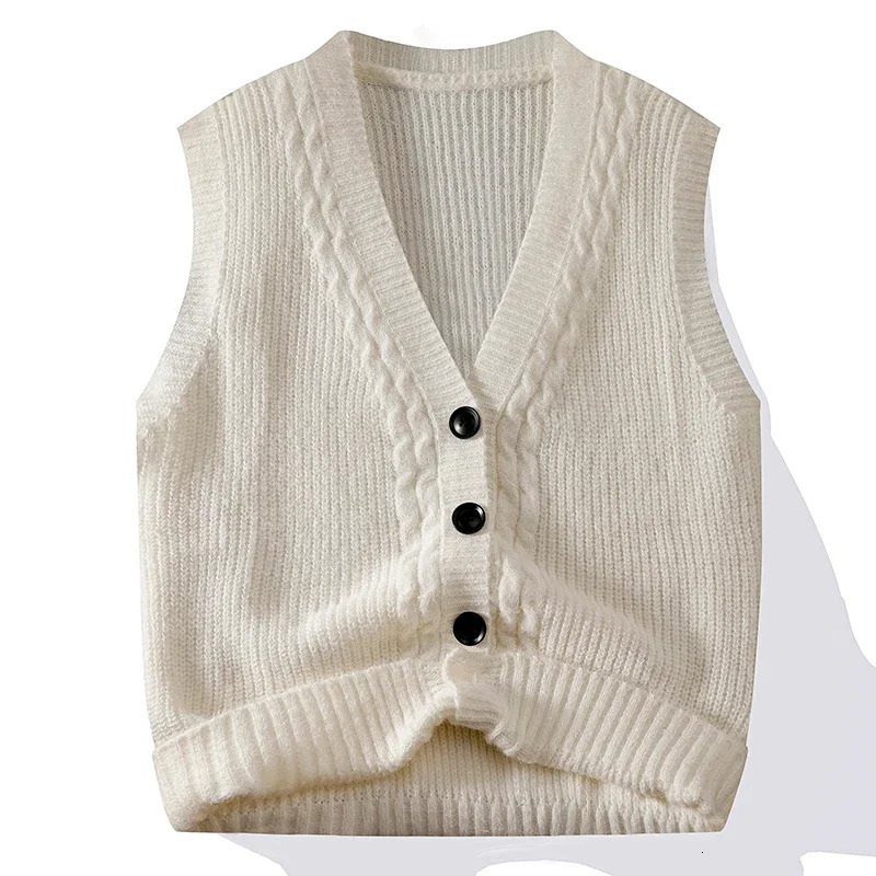 2024 Mens Autumn and Winter Vest Loose Cardigan Sweater Sleeveless Thick Men with Warm Foreign Style 250107
