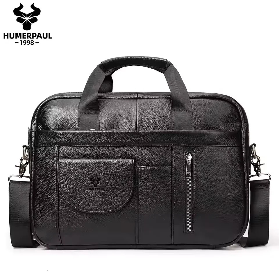Mens Briefcase Genuine leather Handmade laptop Bag Multi Compartment Business Crossbody Bag Shoulder Bag 250107