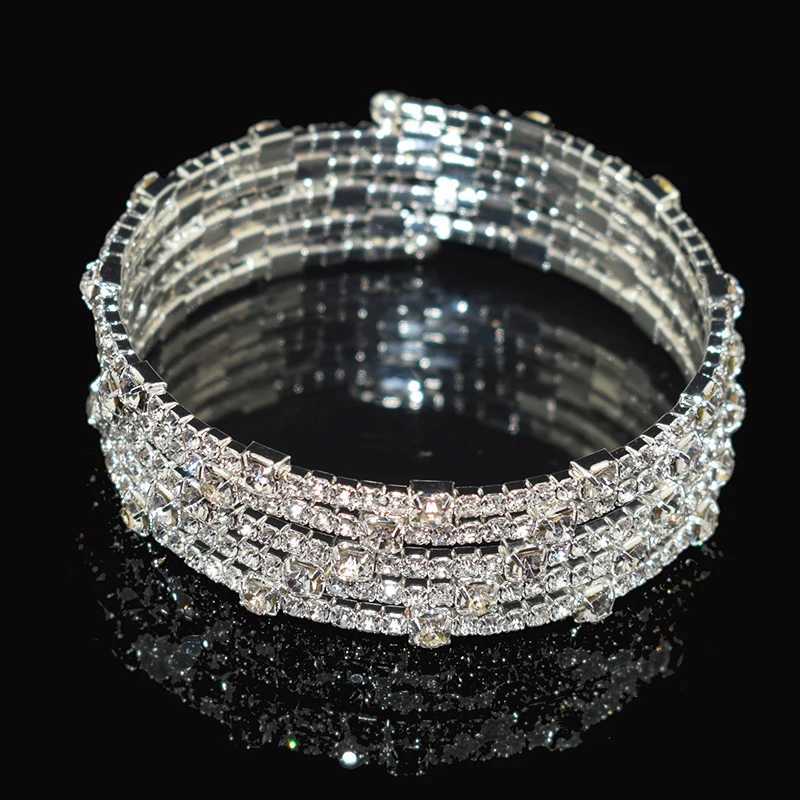 Luxury Crystal Bracelet Ladies Gold Silver Plated Bracelet Bride 7 Color Rhinestone Woman Bracelet Party Bridesmaid Gift JewelryXJ250109