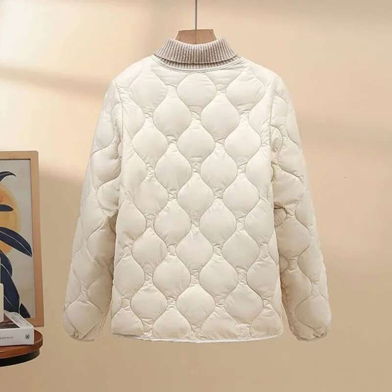 Fanan Women Ultralight Collarless Duck Jackets Winter Keep Warm Short Parkas Woman Matt Fabric Lightweight Down Cotton Coat