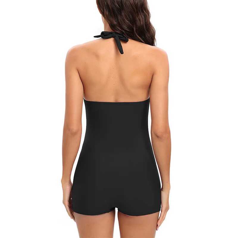 Solid Color Conservative One Piece Swimsuit Women 2024 Pated Slim Tankini ss Bikini Summer Beach Vacation Sport SwimwearXJ240108