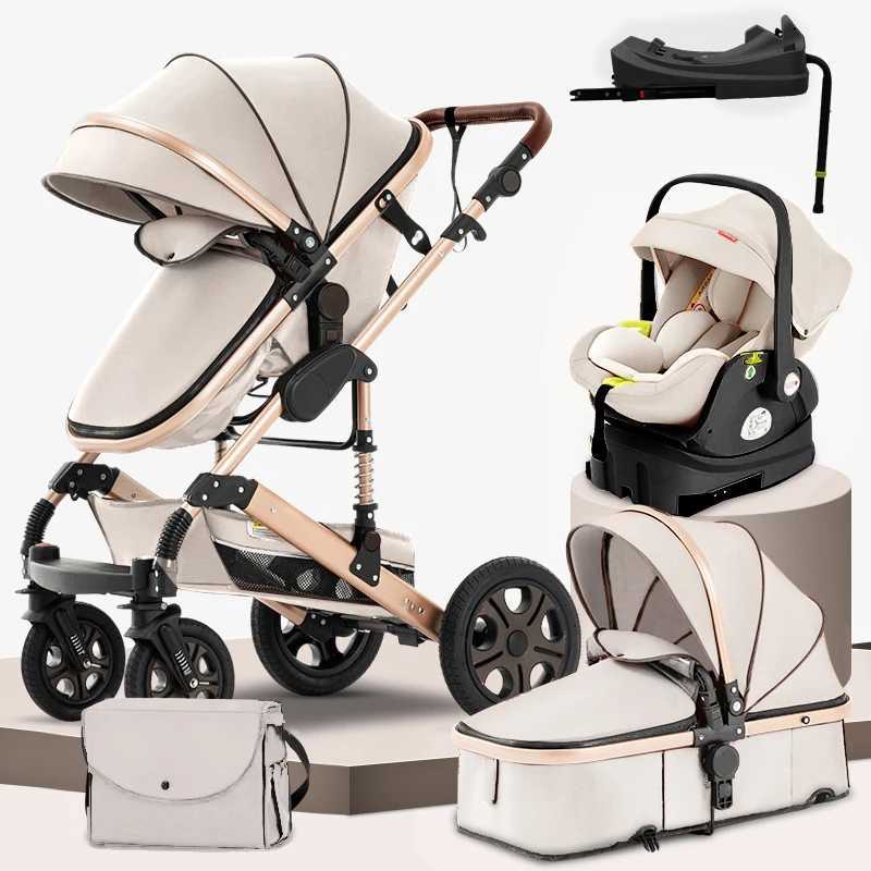 3 in 1 Baby StrollerBaby Travel SystemBaby Carriage 3in1 with Isofix BaseFoldable Newborn PramReversible Standard Stroller Z250319