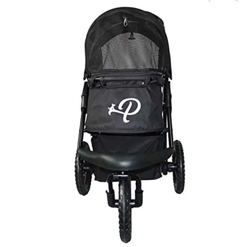 Chik Black Luxury Dog Cart with One Hand Folding 12 Eva Tire Front and Rear Providing Extra Comfortable Reflective Binding Weighing Up to 23KG W250109