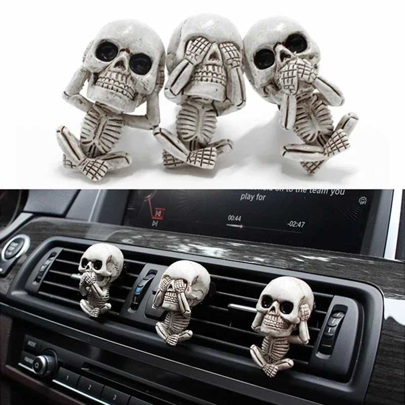 Car Air Freshener Cool human skeleton aromatherapy resin car perfume bone ghost car air freshener ventilation clip odor car odor diffuser H250108