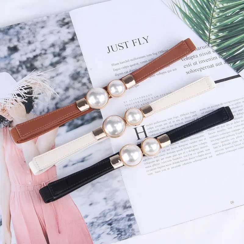 Elegant retro pearl waist chain with womens Korean sweater jacket hook elastic slim belt W250109