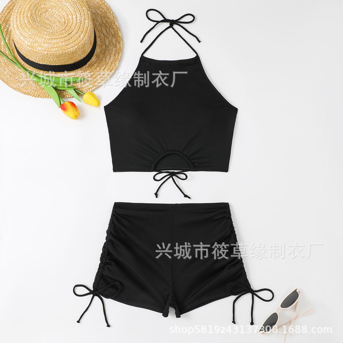 2025 women's conservative solid color swimsuit bikini sexy backless swimming designer trendy beach swimsuit