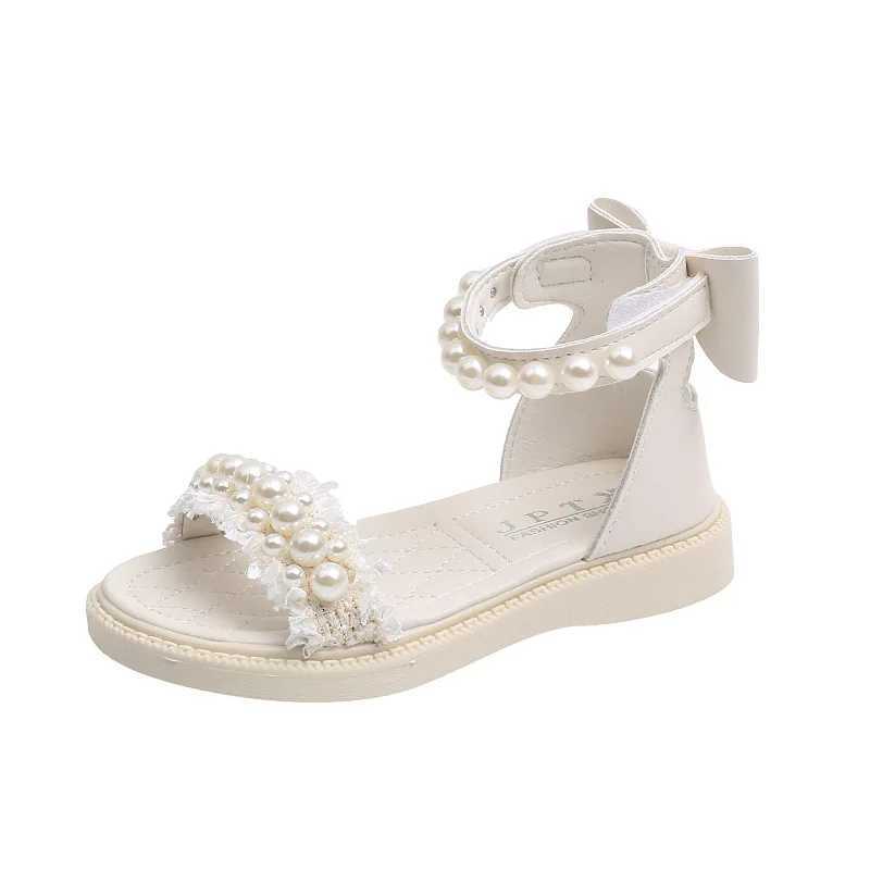 Fashionable girls soft soled casual princess shoes Versatile Exquisite sandals anti slip sweet childrens shoes pearl daily childrens sandals W250108