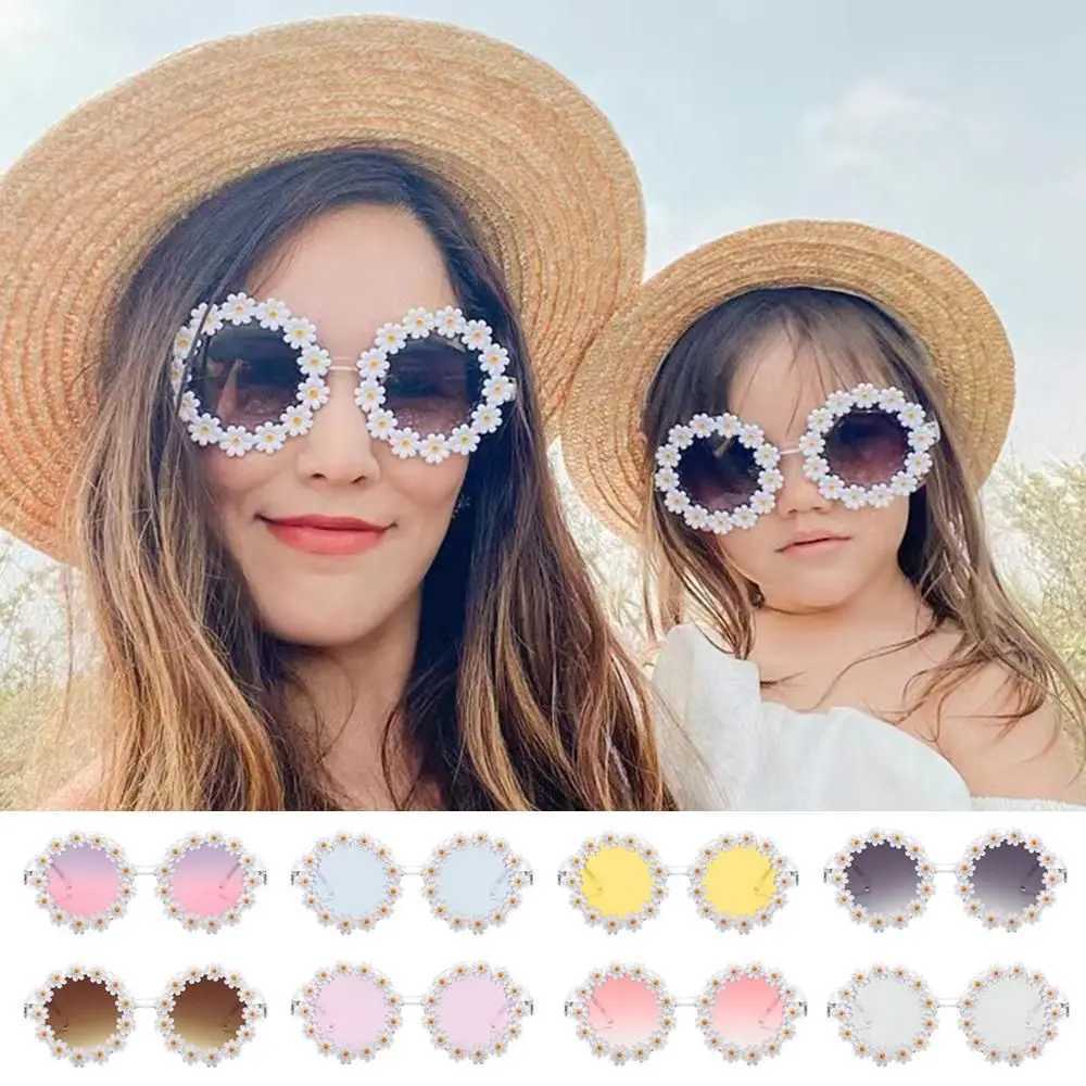 Retro Chrysanthemum Sunglasses Adult and Children Round Frame Sunglasses Fashion and Fun Festival Par Glasses Sunshade Glasses W250109