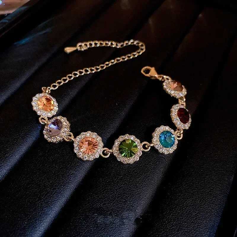 Luxurious Colorful Crystal Chain Bracelet For Women Fashion Personalized Daily Accory Party Jewelry Birtay Anniversary GiftXJ250109