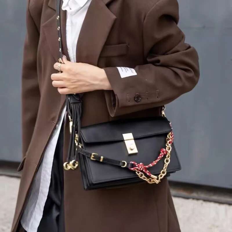 Retro Flap Square Bags Women Genuine Leather Brand Design Soft Shoulder High Street Girls Motorcycle Bag 2025 Spring New