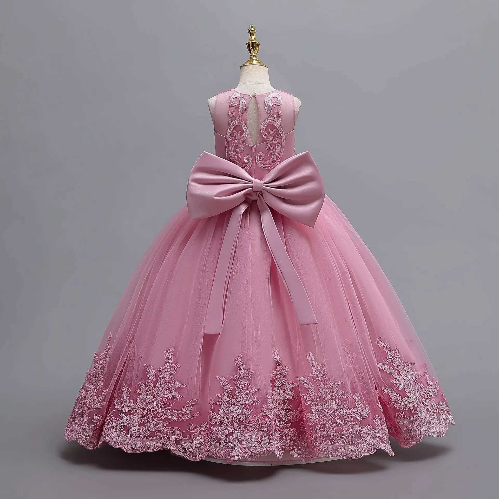 2024 New Hot Selling Girl Par Dress Gorgeous Big Bow Graduation Ball Dress 4 6.8 10 12 Elegant Birthday DressXJ250108
