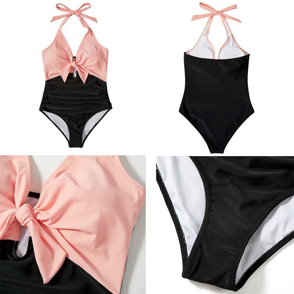 One Piece Swimsuit Women Swimwear Summer Push Up Bikini Solid Bathing Suits Beachwear Monokini Plus Size Bath Tankini 2024XJ240108