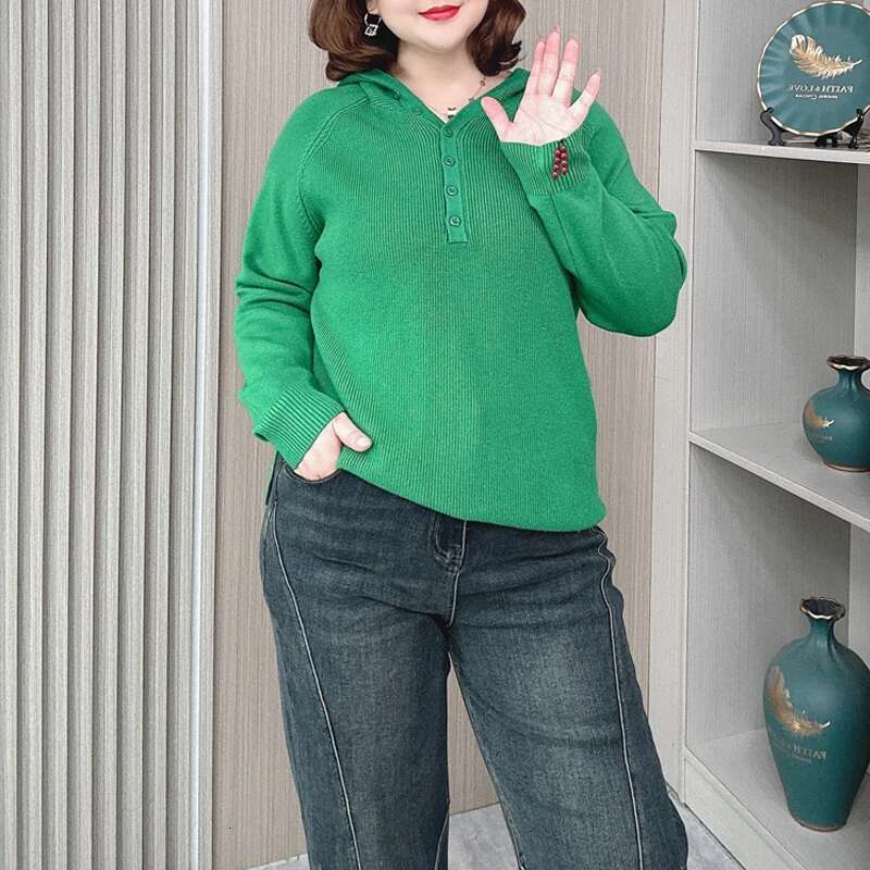 Women's Hooded Button-Up Sweater, Long Sleeve, Loose Pullover, Casual Jumpers, Plus Size, Autumn, Winter, New