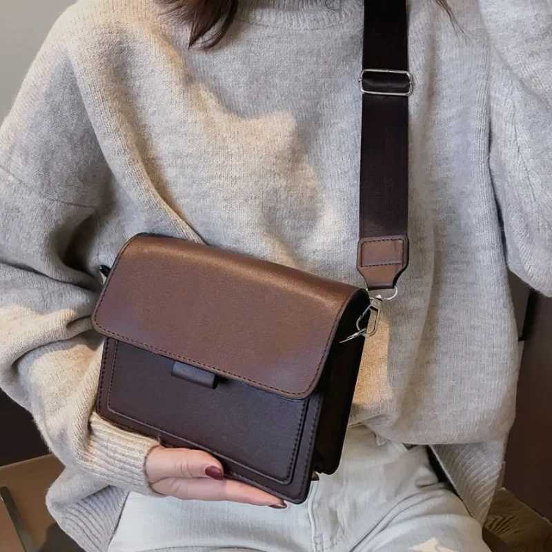 Ladies Messenger Bag Casual Simple Crossbody Bags New Solid Color 2024 New Trendy Wide Shoulder Strap Small Square BagXJ250108