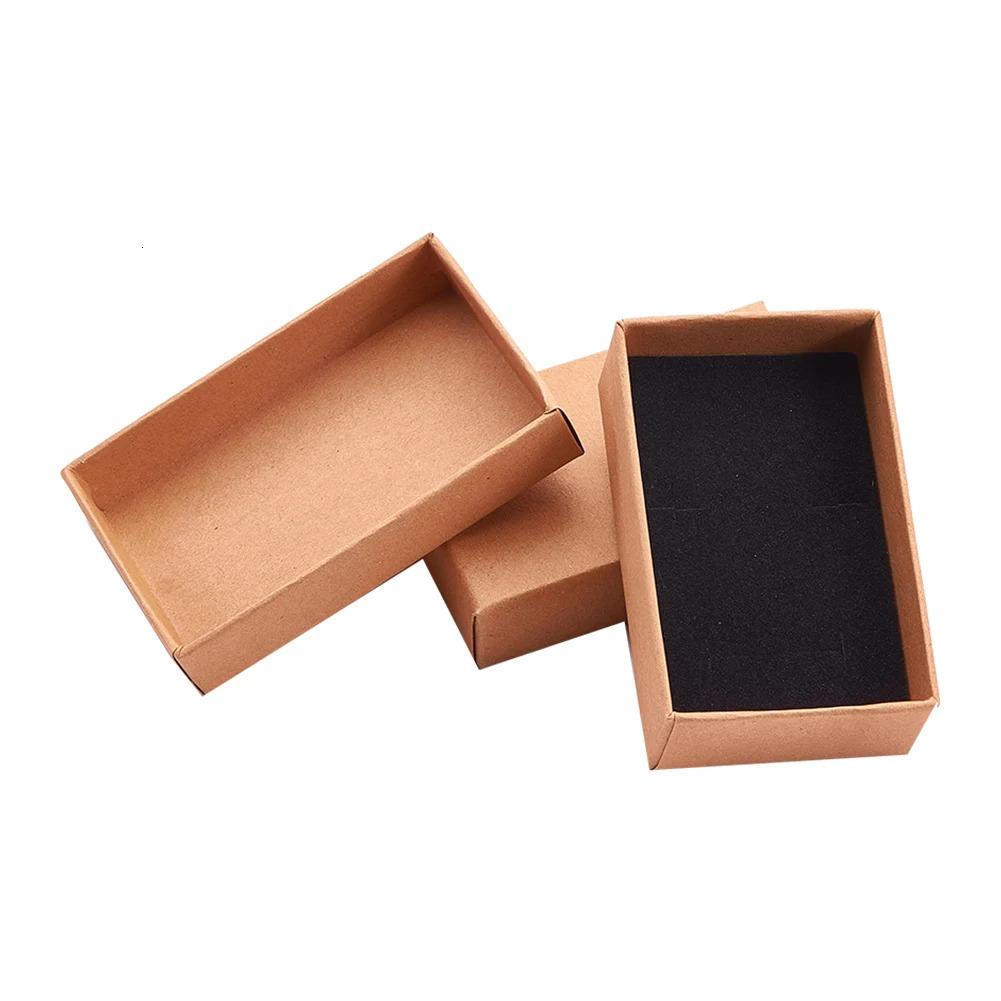 24Pcs Rectangle Cardboard Paper Jewelry Set Boxes for Jewelry Gift Necklace Rings Display and Packaging Inside with Black Sponge 250106